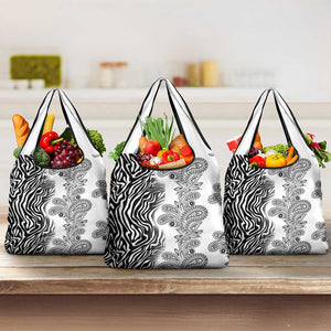 Afro Zebra Mix Paisley Tribal Pattern Grocery Bag