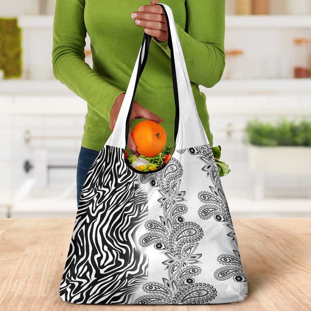 Afro Zebra Mix Paisley Tribal Pattern Grocery Bag