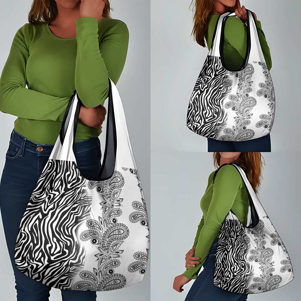 Afro Zebra Mix Paisley Tribal Pattern Grocery Bag