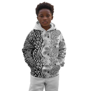 Afro Zebra Mix Paisley Tribal Pattern Kid Hoodie