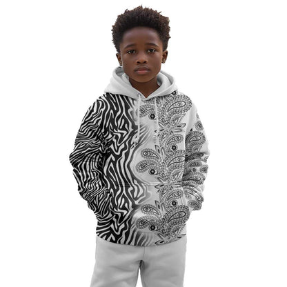 Afro Zebra Mix Paisley Tribal Pattern Kid Hoodie