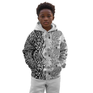 Afro Zebra Mix Paisley Tribal Pattern Kid Hoodie