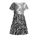 Afro Zebra Mix Paisley Tribal Pattern Kid Short Sleeve Dress