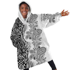 Afro Zebra Mix Paisley Tribal Pattern KId Wearable Blanket Hoodie
