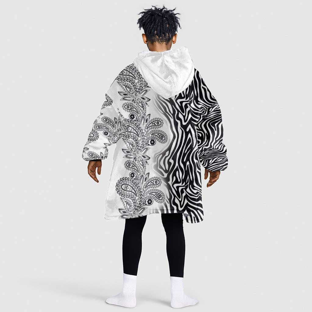 Afro Zebra Mix Paisley Tribal Pattern KId Wearable Blanket Hoodie
