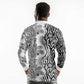 Afro Zebra Mix Paisley Tribal Pattern Long Sleeve Polo Shirt