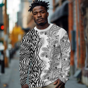 Afro Zebra Mix Paisley Tribal Pattern Long Sleeve Shirt LT9