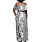 Afro Zebra Mix Paisley Tribal Pattern Off Shoulder Maxi Dress