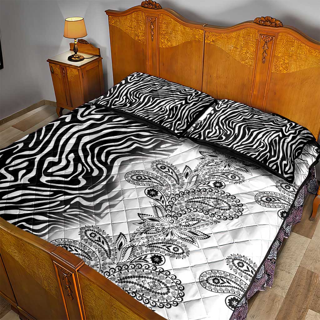 Afro Zebra Mix Paisley Tribal Pattern Quilt Bed Set