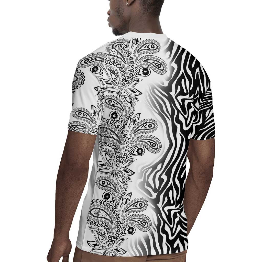 Afro Zebra Mix Paisley Tribal Pattern Rugby Jersey