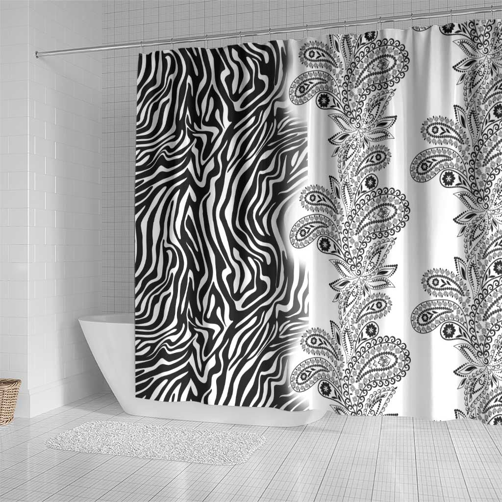 Afro Zebra Mix Paisley Tribal Pattern Shower Curtain