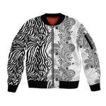Afro Zebra Mix Paisley Tribal Pattern Sleeve Zip Bomber Jacket