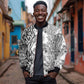 Afro Zebra Mix Paisley Tribal Pattern Sleeve Zip Bomber Jacket