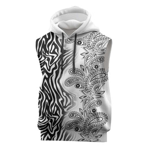Afro Zebra Mix Paisley Tribal Pattern Sleeveless Hoodie - African Pride