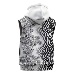 Afro Zebra Mix Paisley Tribal Pattern Sleeveless Hoodie - African Pride