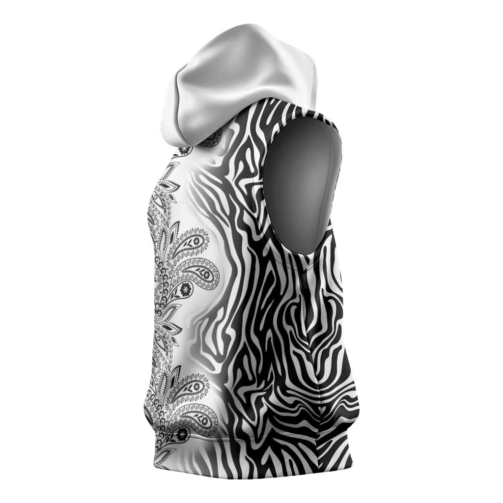Afro Zebra Mix Paisley Tribal Pattern Sleeveless Hoodie - African Pride