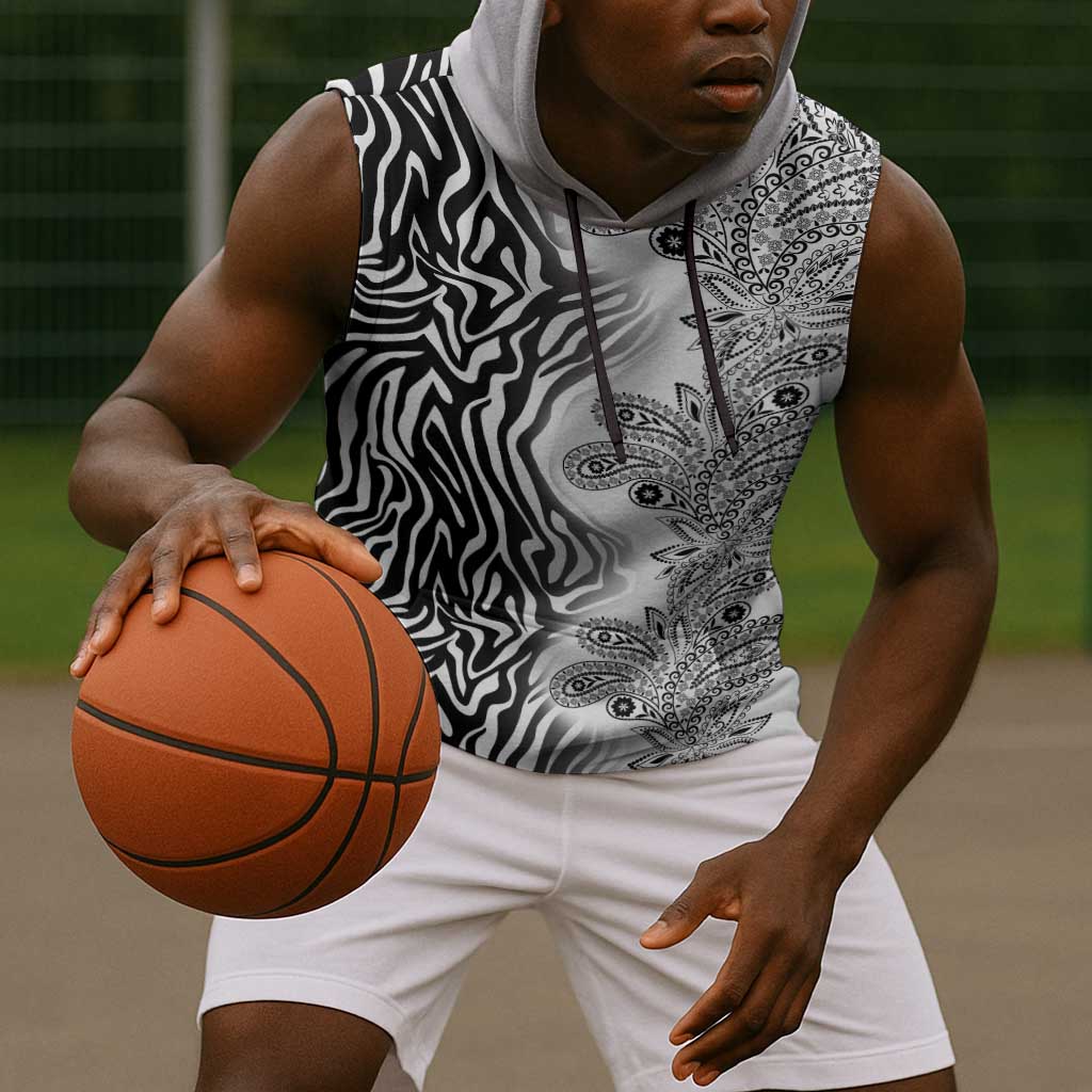 Afro Zebra Mix Paisley Tribal Pattern Sleeveless Hoodie - African Pride