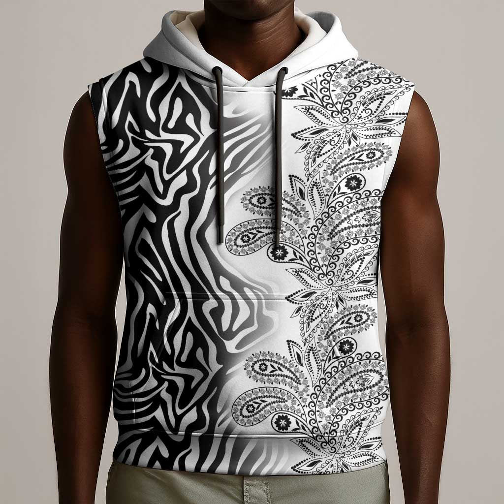 Afro Zebra Mix Paisley Tribal Pattern Sleeveless Hoodie - African Pride