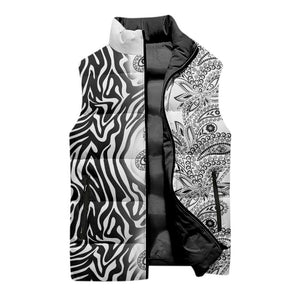 Africa Zebra Mix Paisley Tribal Pattern Sleeveless Puffer Jacket