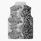 Africa Zebra Mix Paisley Tribal Pattern Sleeveless Puffer Jacket