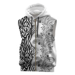Afro Zebra Mix Paisley Tribal Pattern Sleeveless Zip Hoodie - African Pride