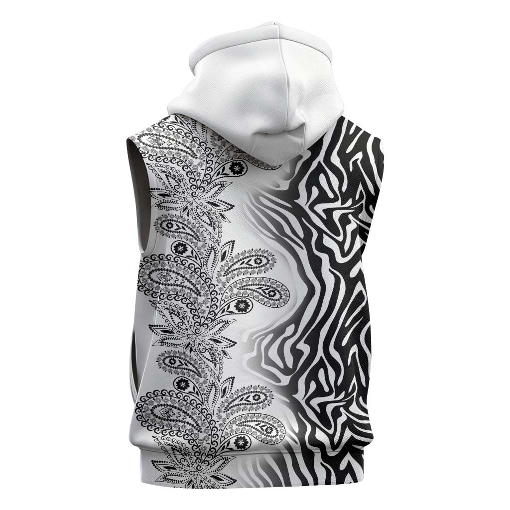 Afro Zebra Mix Paisley Tribal Pattern Sleeveless Zip Hoodie - African Pride