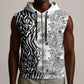 Afro Zebra Mix Paisley Tribal Pattern Sleeveless Zip Hoodie - African Pride