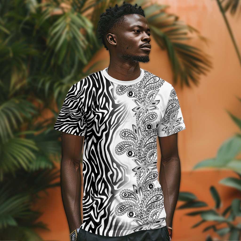 Afro Zebra Mix Paisley Tribal Pattern T shirt