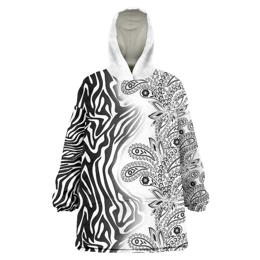 Afro Zebra Mix Paisley Tribal Pattern Wearable Blanket Hoodie