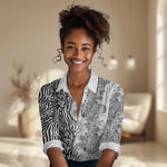 Afro Zebra Mix Paisley Tribal Pattern Women Casual Shirt LT9