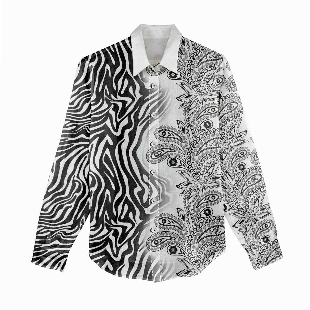 Afro Zebra Mix Paisley Tribal Pattern Women Casual Shirt LT9