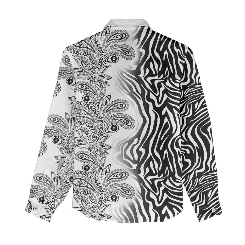 Afro Zebra Mix Paisley Tribal Pattern Women Casual Shirt LT9
