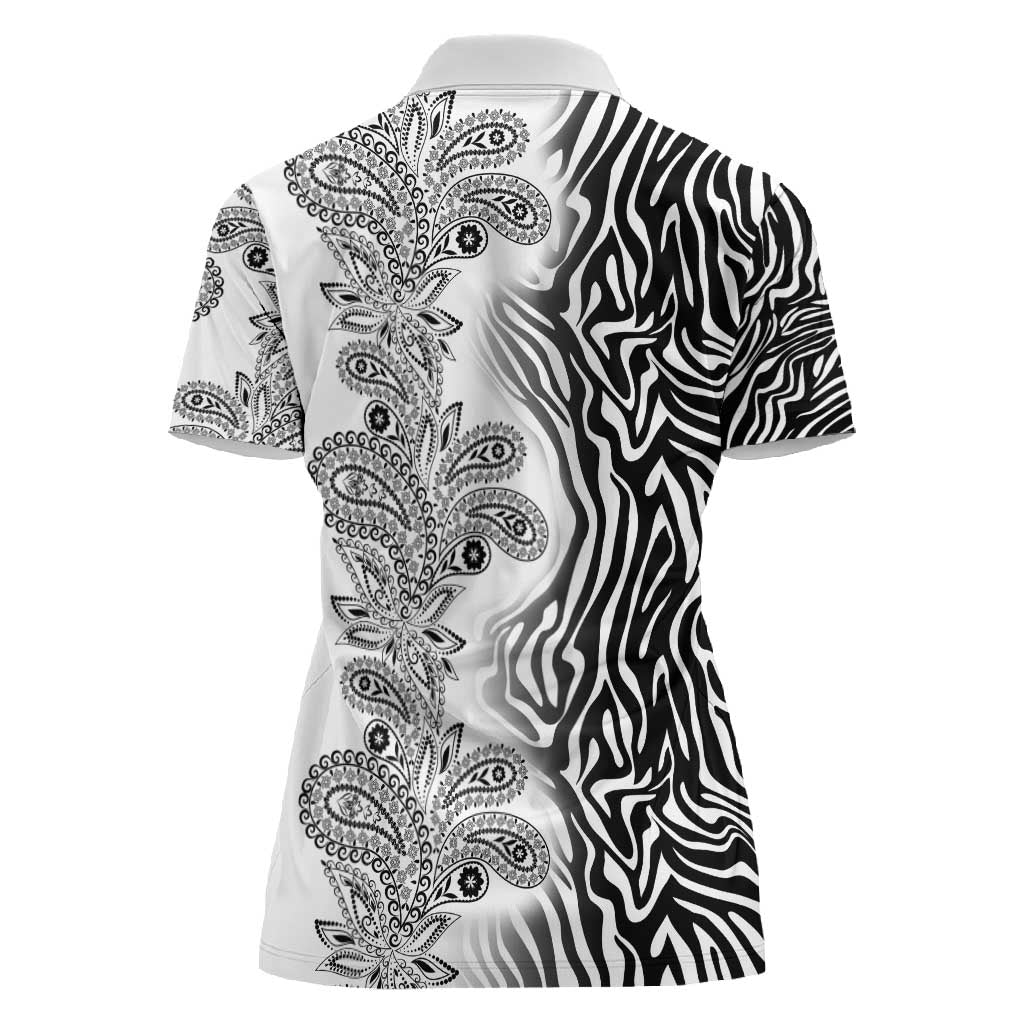 Afro Zebra Mix Paisley Tribal Pattern Women Polo Shirt
