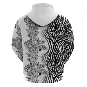 Afro Zebra Mix Paisley Tribal Pattern Zip Hoodie