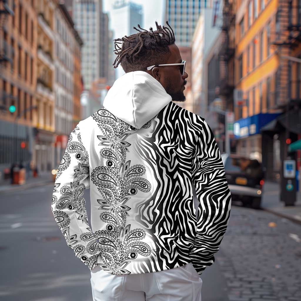 Afro Zebra Mix Paisley Tribal Pattern Zip Hoodie