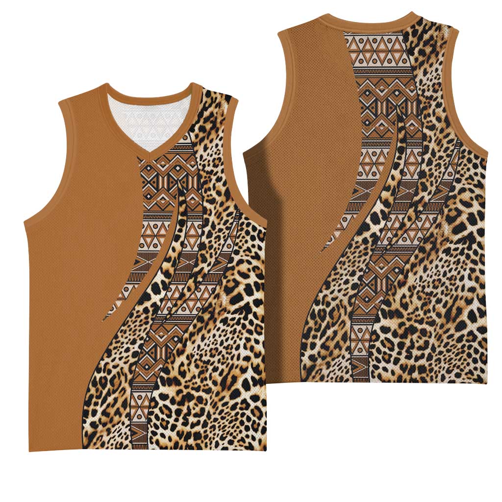 Afro Leopard Mix Native Tribal Pattern Basketball Jersey - African Pride