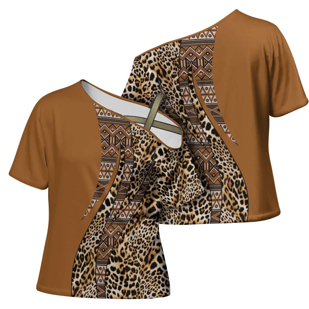 Africa Leopard Mix Native Tribal Pattern Cross Shoulder Shirt