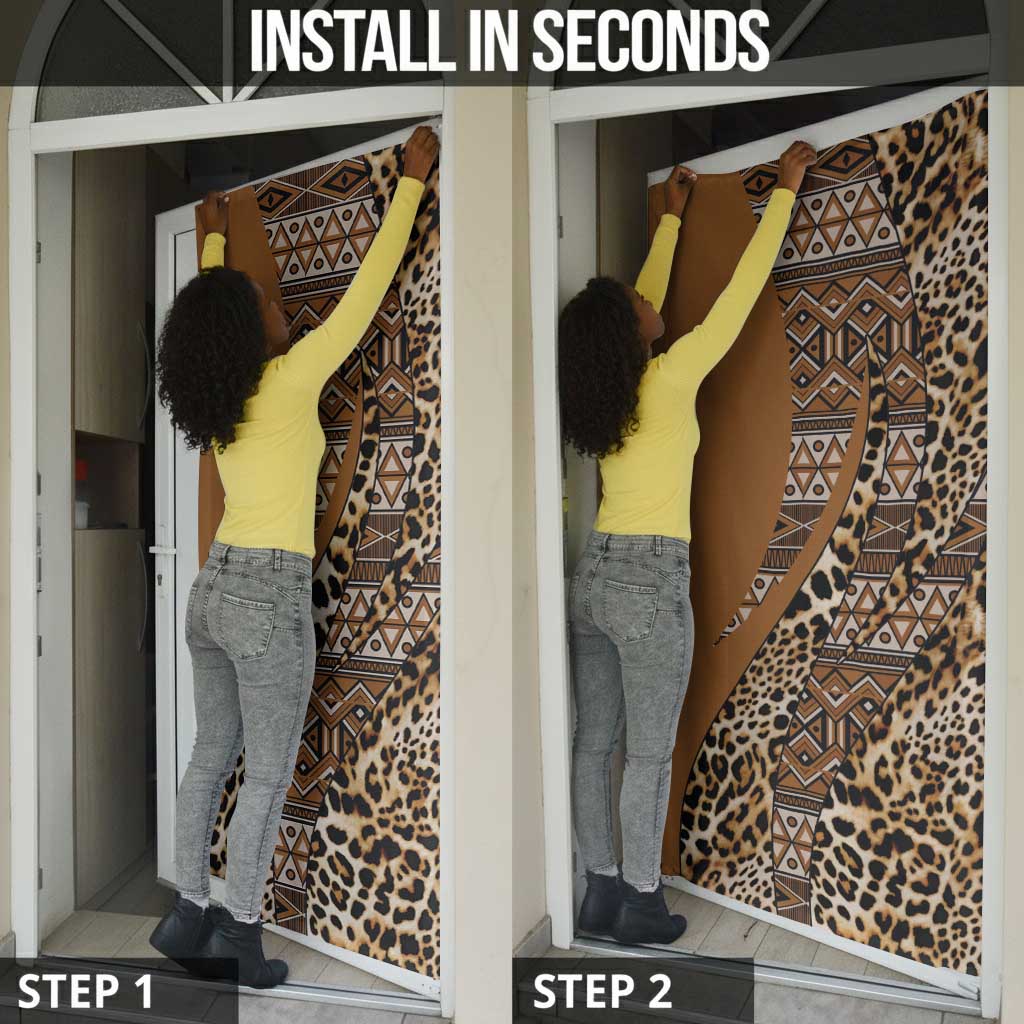 Africa Leopard Mix Native Tribal Pattern Door Cover