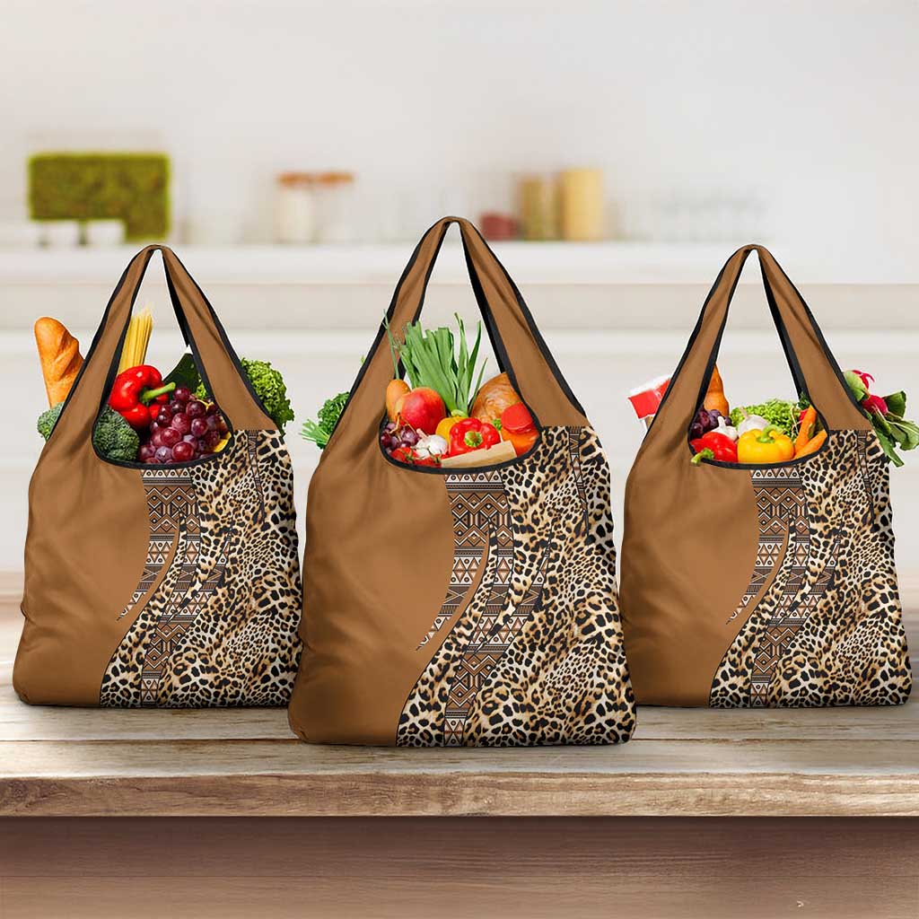 Afro Leopard Mix Native Tribal Pattern Grocery Bag
