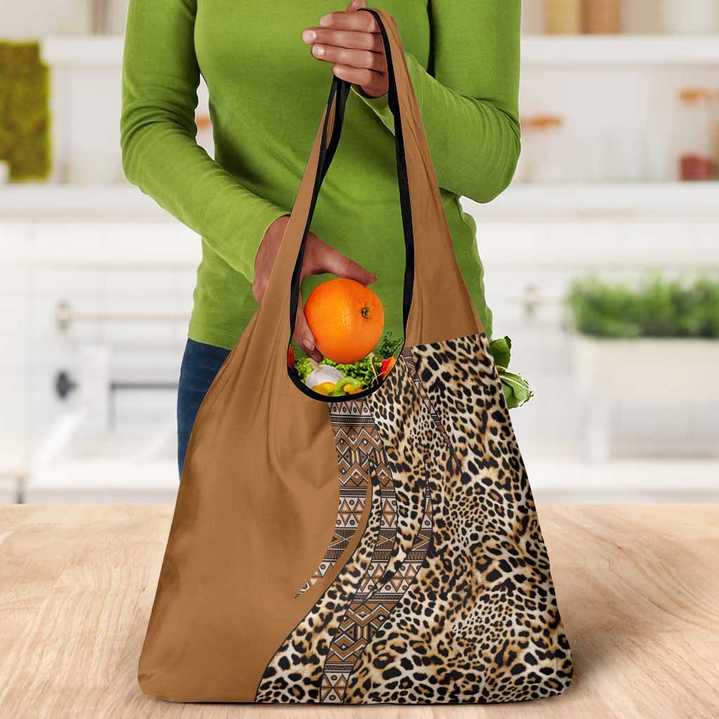 Afro Leopard Mix Native Tribal Pattern Grocery Bag