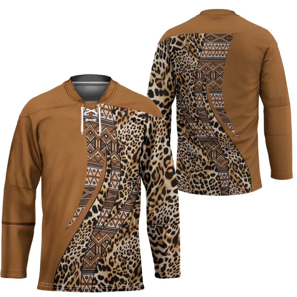 Africa Leopard Mix Native Tribal Pattern Hockey Jersey