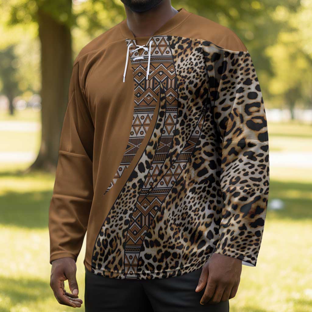 Africa Leopard Mix Native Tribal Pattern Hockey Jersey