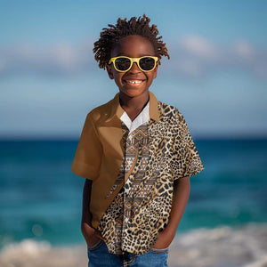 Afro Leopard Mix Native Tribal Pattern Kid Hawaiian Shirt