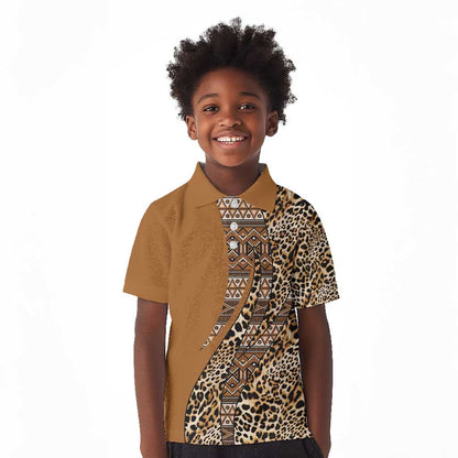 Afro Leopard Mix Native Tribal Pattern Kid Polo Shirt