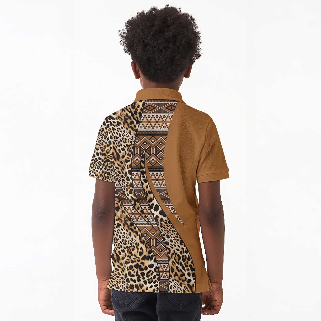 Afro Leopard Mix Native Tribal Pattern Kid Polo Shirt