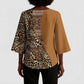 Africa Leopard Mix Native Tribal Pattern Kimono Sleeve Blouse