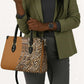 Africa Leopard Mix Native Tribal Pattern Leather Bag