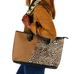 Afro Leopard Mix Native Tribal Pattern Leather Tote Bag