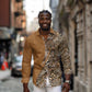 Afro Leopard Mix Native Tribal Pattern Long Sleeve Button Shirt