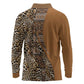 Afro Leopard Mix Native Tribal Pattern Long Sleeve Polo Shirt